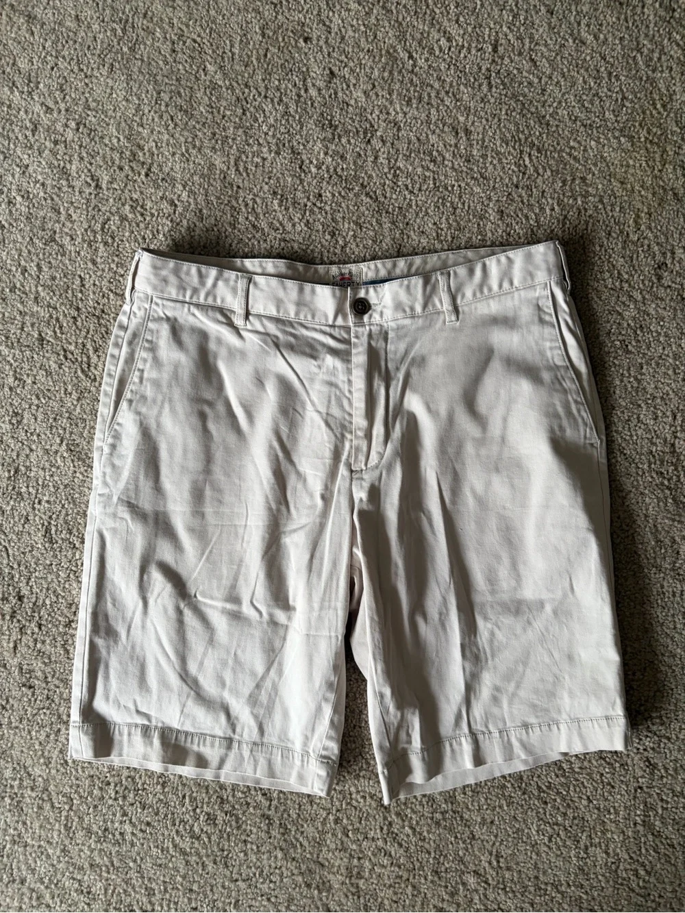Men’s faherty All Day Bermuda chino Shorts Stone White Organic Cotton 9